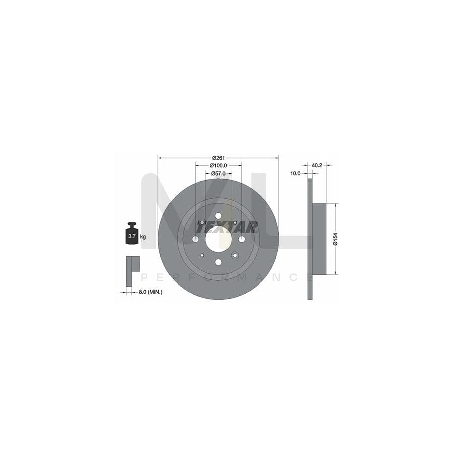 TEXTAR 92162200 Brake Disc Solid, without wheel hub, without wheel studs  - 1 piece