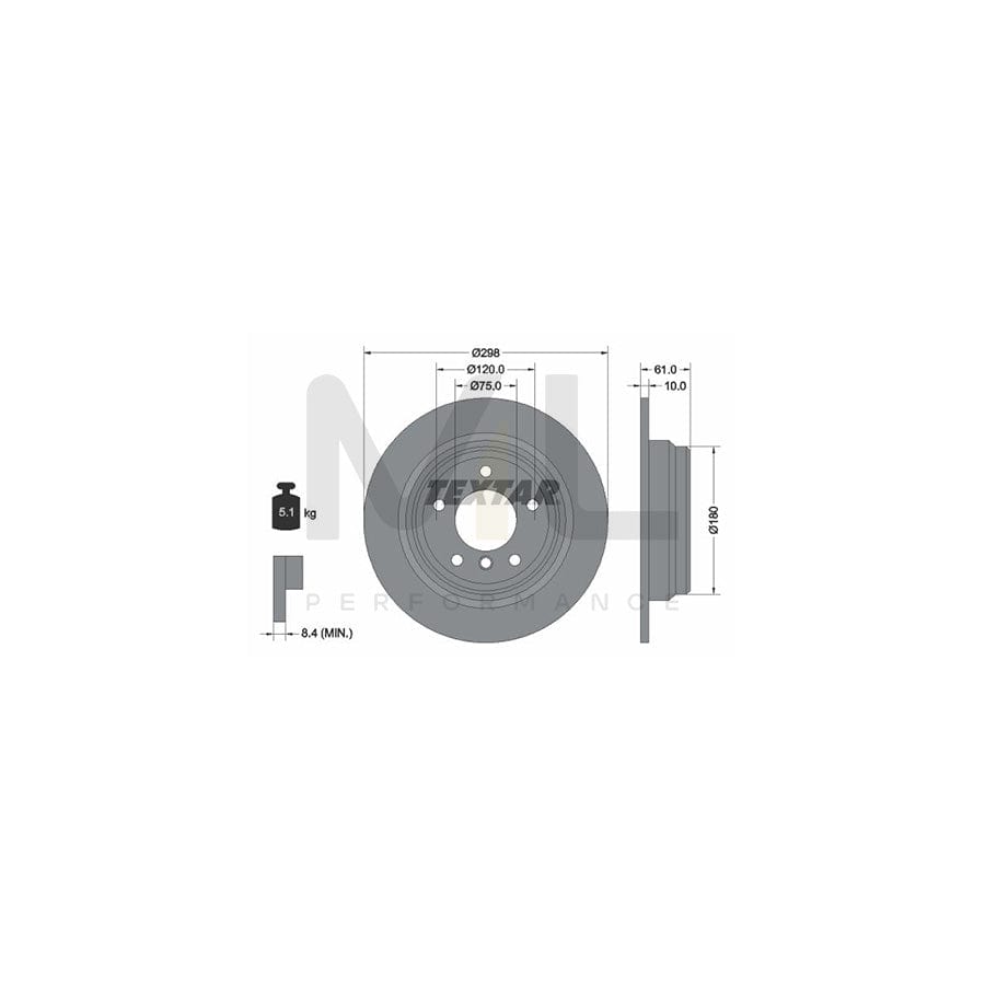 TEXTAR PRO 92076603 Brake Disc for BMW 5 Series Solid, Coated, without wheel hub, without wheel studs  - 1 piece