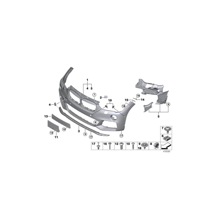 Genuine BMW 51118067858 F48 Cover, Spray Nozzle, Primed Right M (Inc. X1 25dX, X1 16d & X1 25iX)