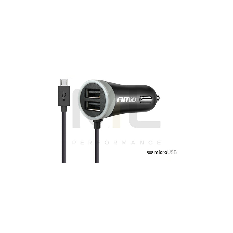 AMiO PCH PRO-01 02056 In-car charger Number of inlets/outlets: 2 USB; 1, with pipe, Black