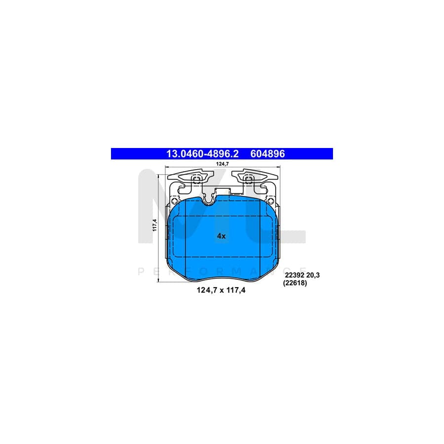 ATE 13.0460-4896.2 Brake pad set excl. wear warning contact, prepared for wear indicator