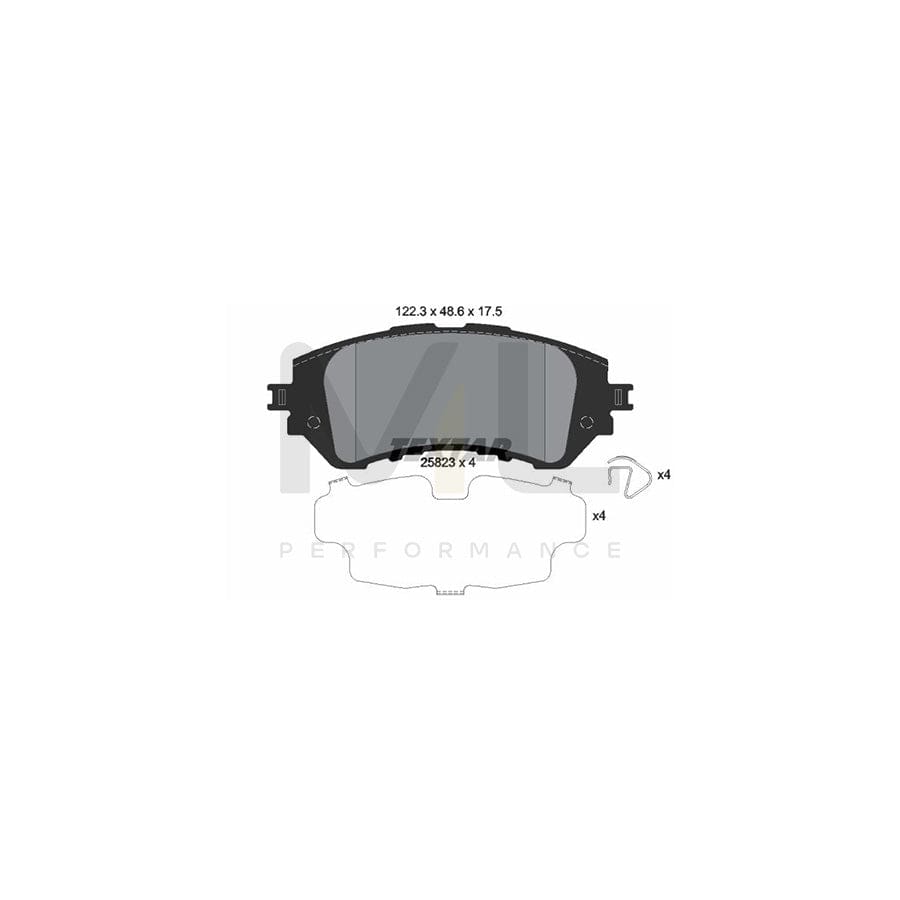 TEXTAR 2582301 Brake pad set for TOYOTA YARIS not prepared for wear indicator, with accessories