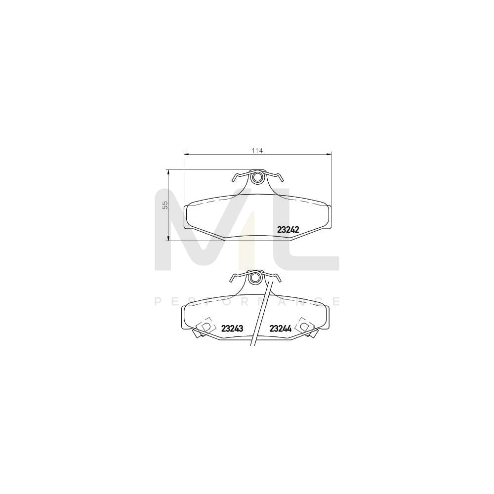 Hella 8DB 355 009-571 Brake Pad Set With Acoustic Wear Warning, With Brake Caliper Screws | ML Performance Car Parts