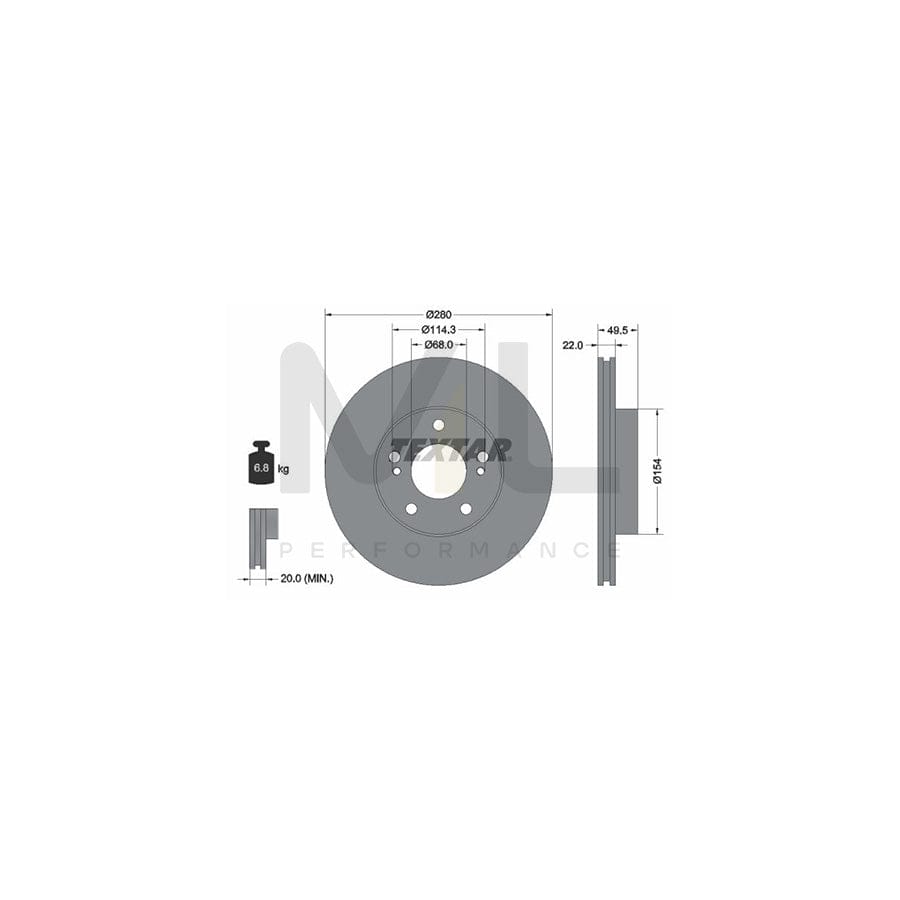 TEXTAR 92069900 Brake Disc Internally Vented, without wheel hub, without wheel studs  - 1 piece
