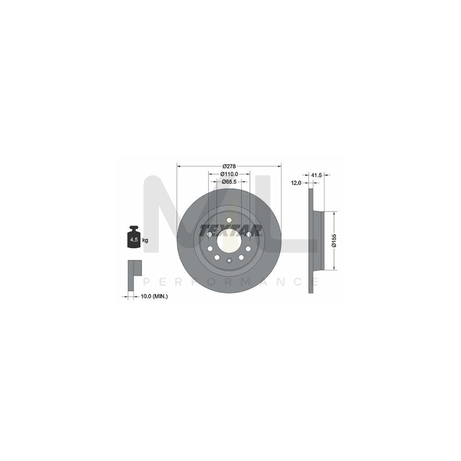 TEXTAR 92118500 Brake Disc Solid, without wheel hub, without wheel studs  - 1 piece