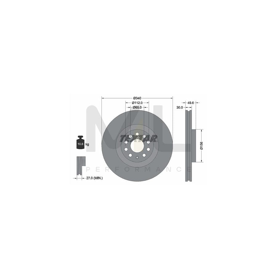 TEXTAR PRO+ 92229805 Brake Disc Internally Vented, Coated, High-carbon, without wheel hub, without wheel studs  - 1 piece