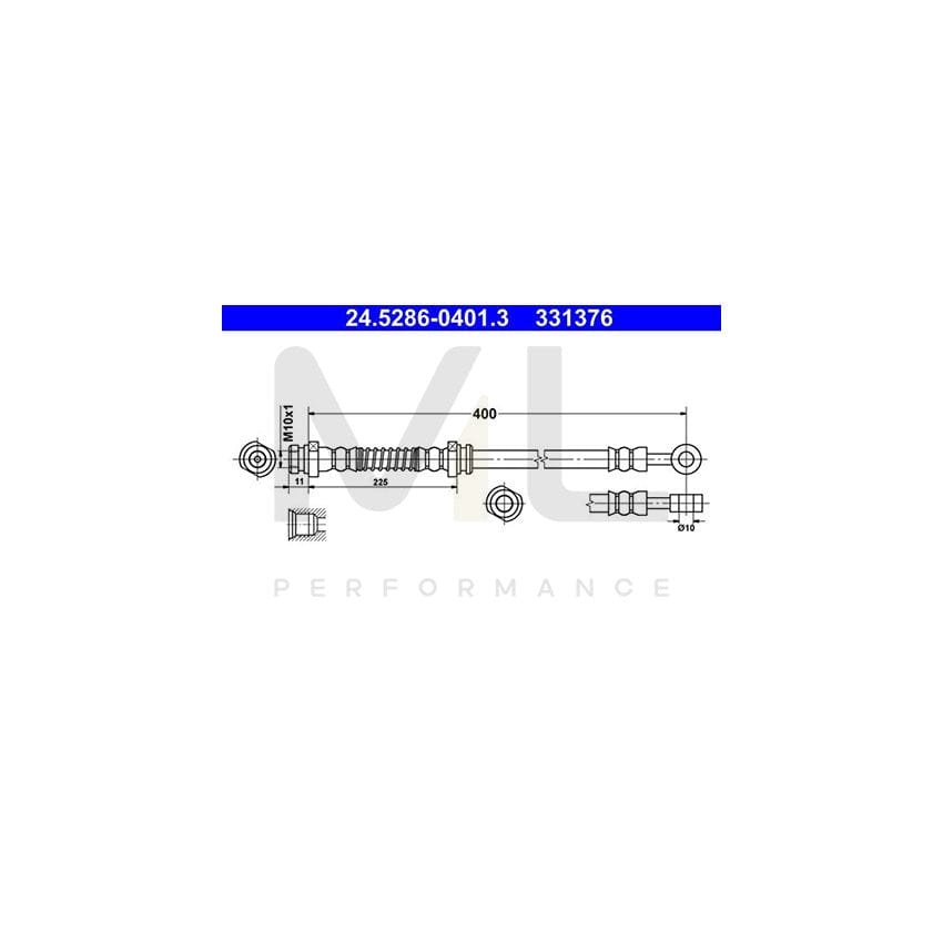 ATE 24.5286-0401.3 Brake Hose for HYUNDAI i10 I (PA) 400mm, M10x1