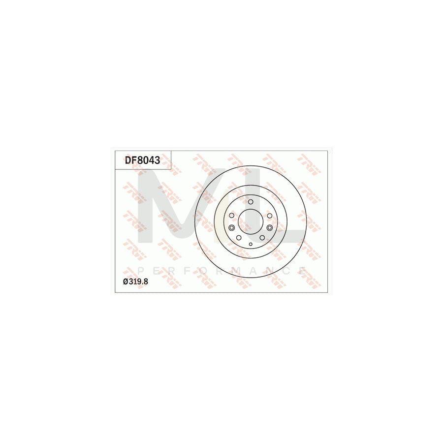 TRW DF8043 Brake Disc Vented, Painted  - 1 piece