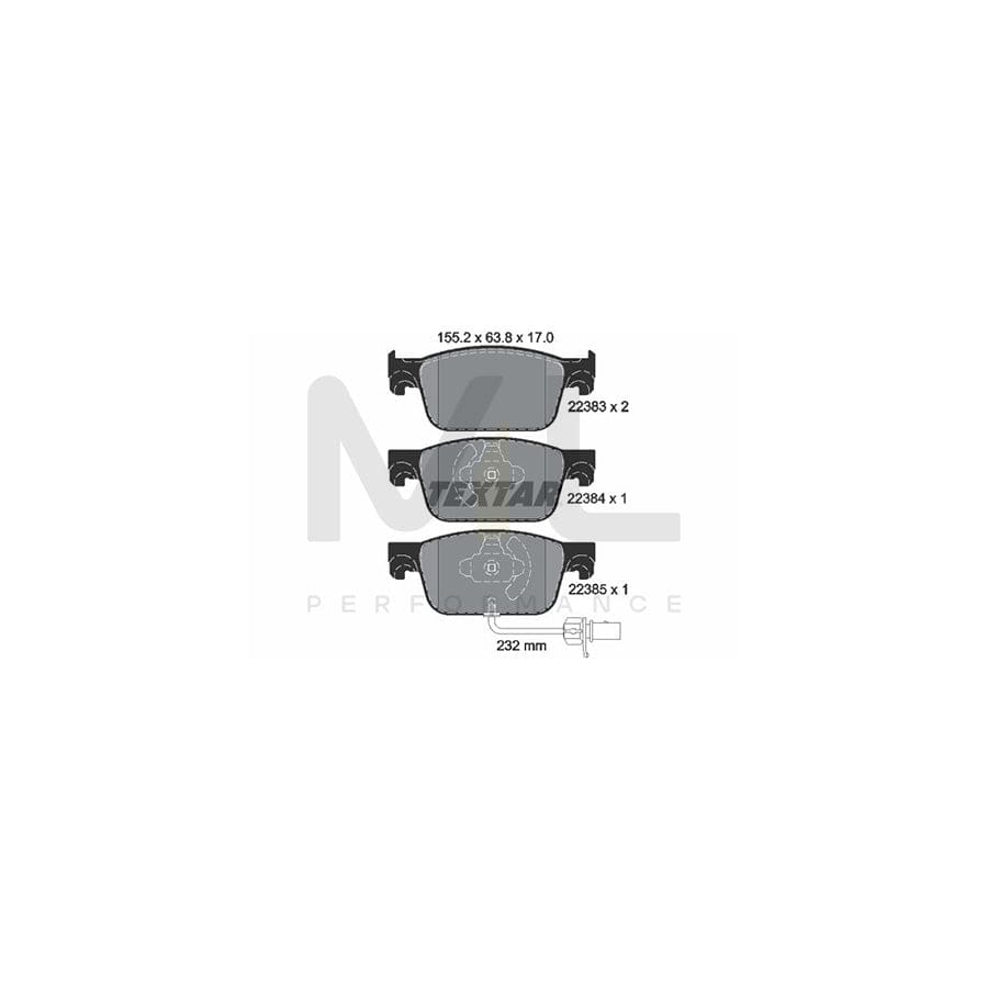 TEXTAR 2238301 Brake pad set incl. wear warning contact
