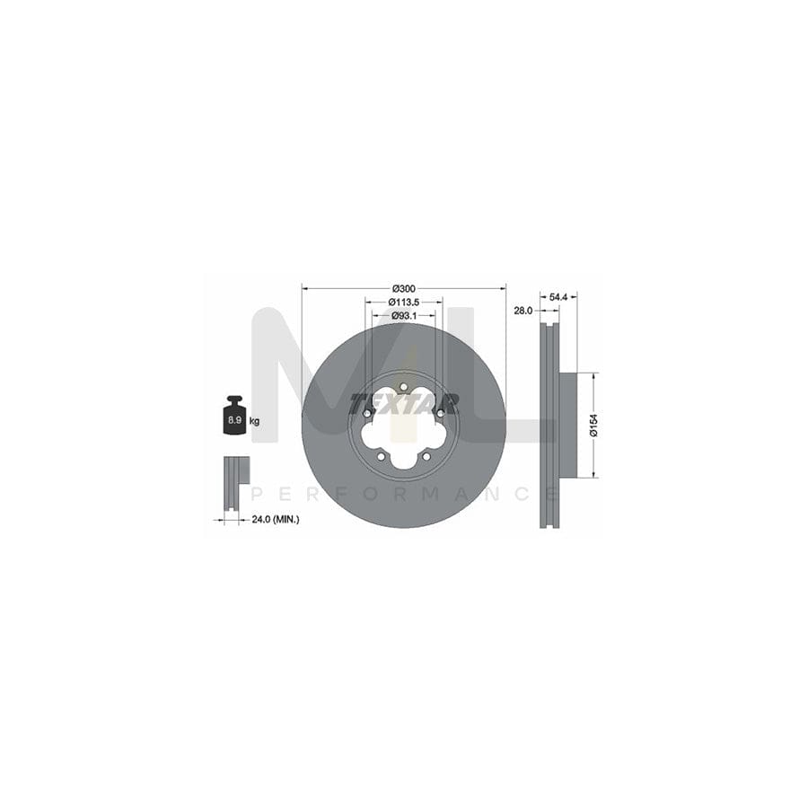 TEXTAR 92231500 Brake Disc for FORD TRANSIT Internally Vented, without wheel hub, without wheel studs  - 1 piece