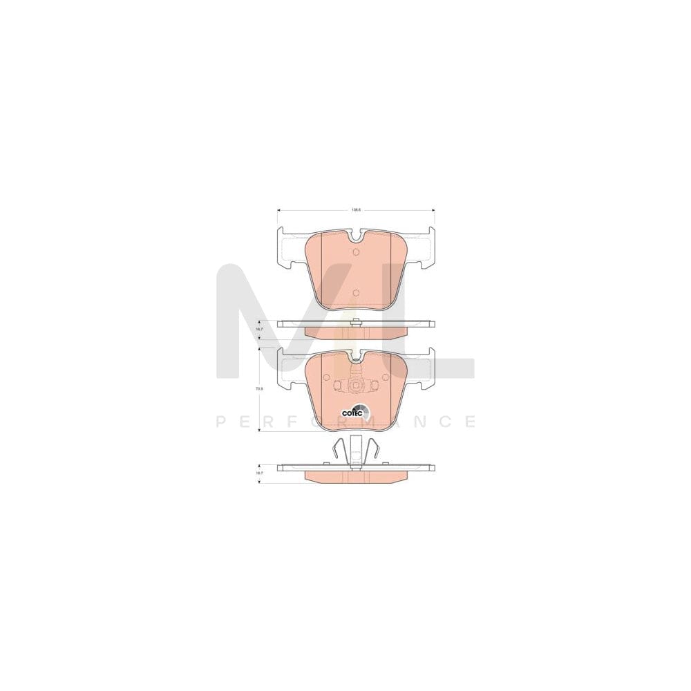 TRW Cotec Gdb1674 Brake Pad Set Suitable For Mercedes-Benz S-Class Prepared For Wear Indicator