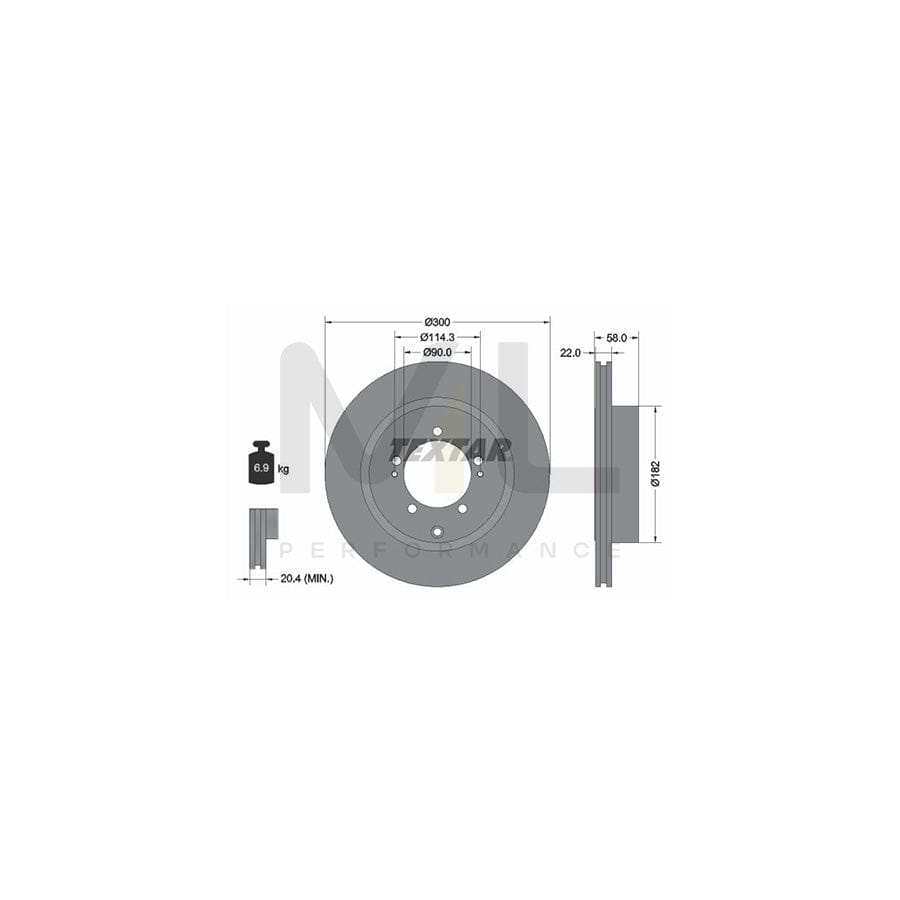 TEXTAR PRO 92170603 Brake Disc for MITSUBISHI LANCER Internally Vented, Coated, without wheel hub, without wheel studs  - 1 piece