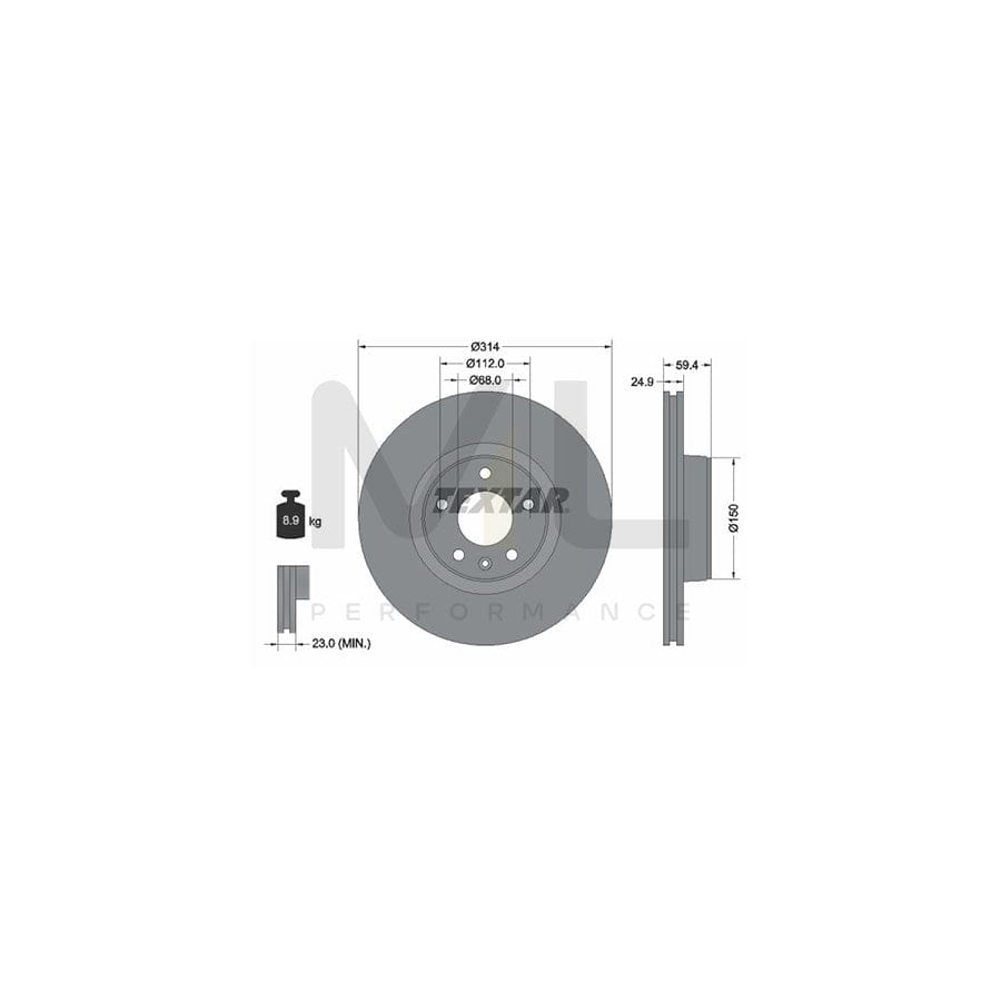 TEXTAR PRO 92132203 Brake Disc for AUDI A6 Externally Vented, Coated, without wheel hub, without wheel studs  - 1 piece