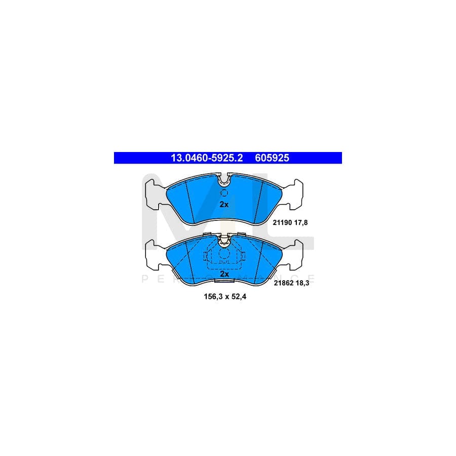ATE 13.0460-5925.2 Brake pad set excl. wear warning contact, prepared for wear indicator