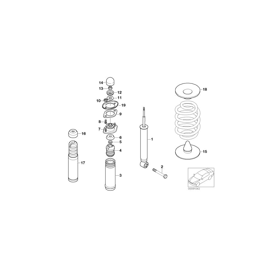 Genuine BMW 33526757045 E46 Shock Absorber, Rear (Inc. 330Ci, 320td & 318Ci)