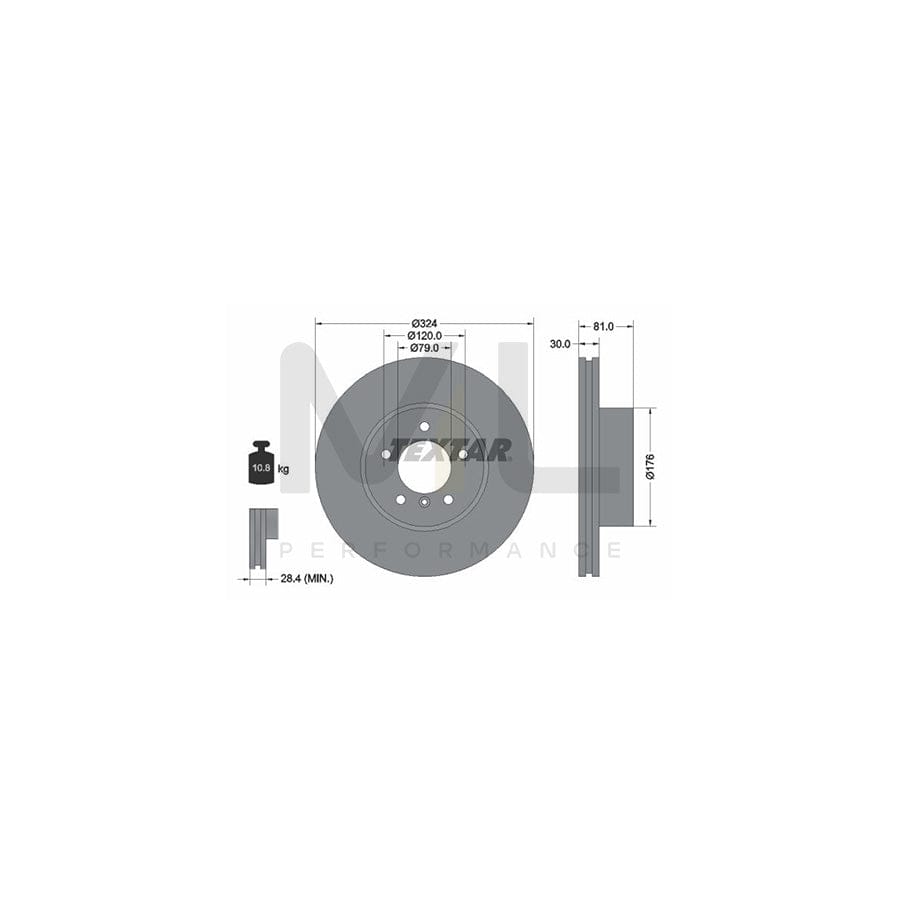 TEXTAR PRO+ 92122805 Brake Disc for BMW 7 (E65, E66, E67) Internally Vented, Coated, High-carbon, without wheel hub, without wheel studs  - 1 piece