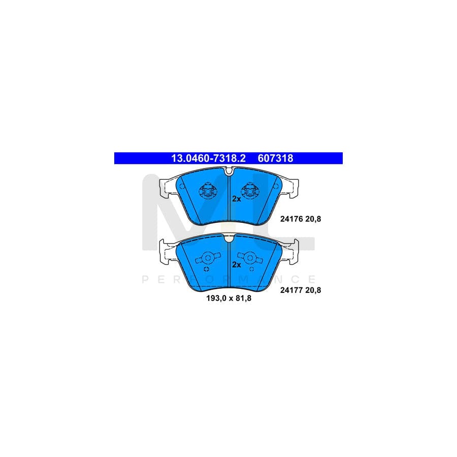 ATE 13.0460-7318.2 Brake pad set excl. wear warning contact, prepared for wear indicator