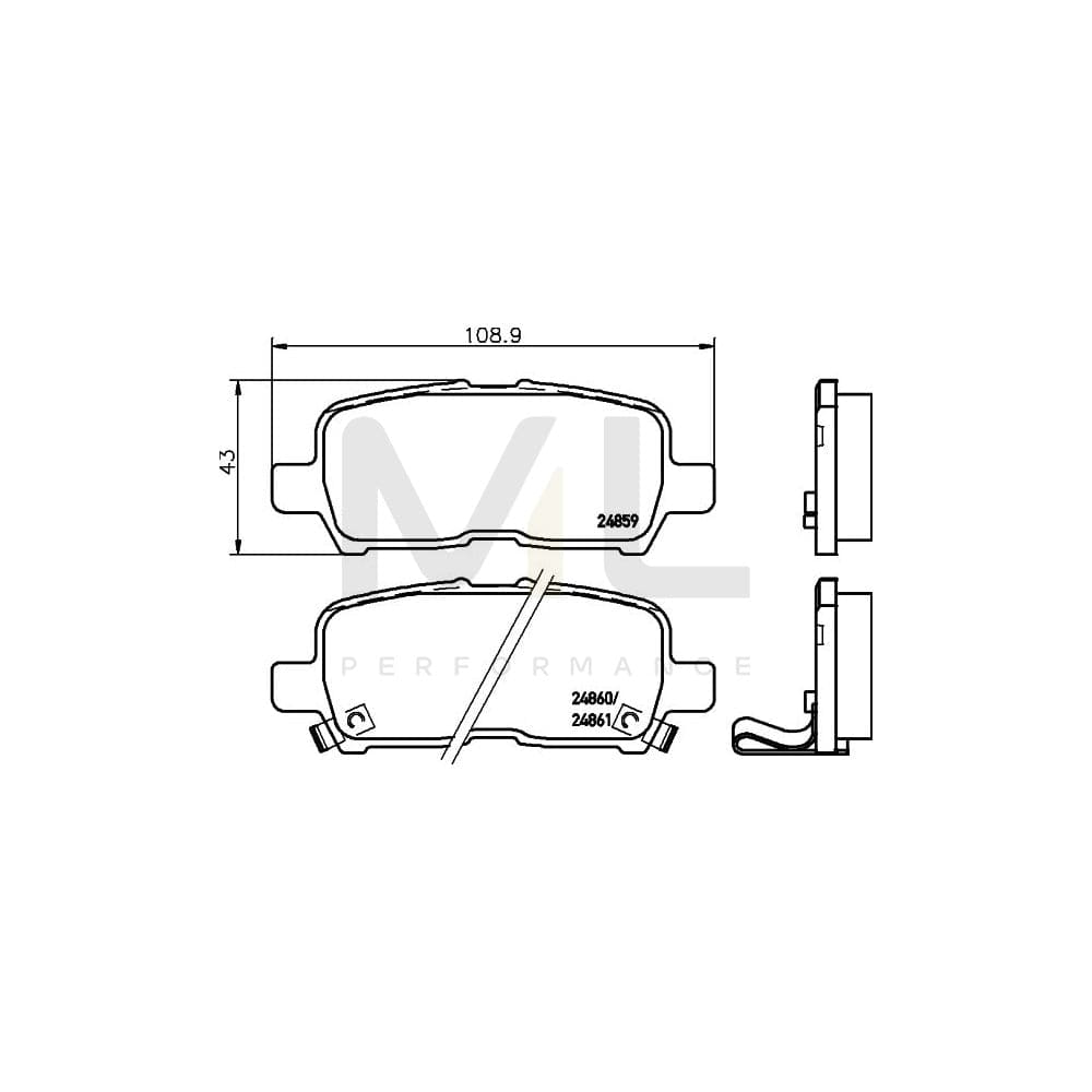 Hella 8DB 355 014-831 Brake Pad Set For With Acoustic Wear Warning | ML Performance Car Parts