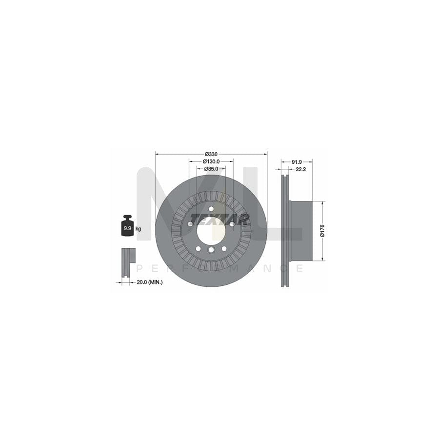 TEXTAR PRO 92261903 Brake Disc suitable for MERCEDES-BENZ G-Class Off-Road (W463) Externally Vented, Coated, without wheel hub, without wheel studs  - 1 piece