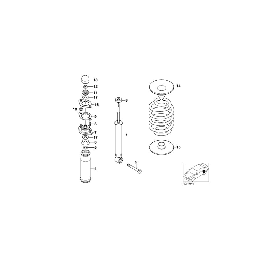 Genuine BMW 33521091630 E36 Shock Absorber, Rear (Inc. 316i 1.6, 318ti & 318tds)