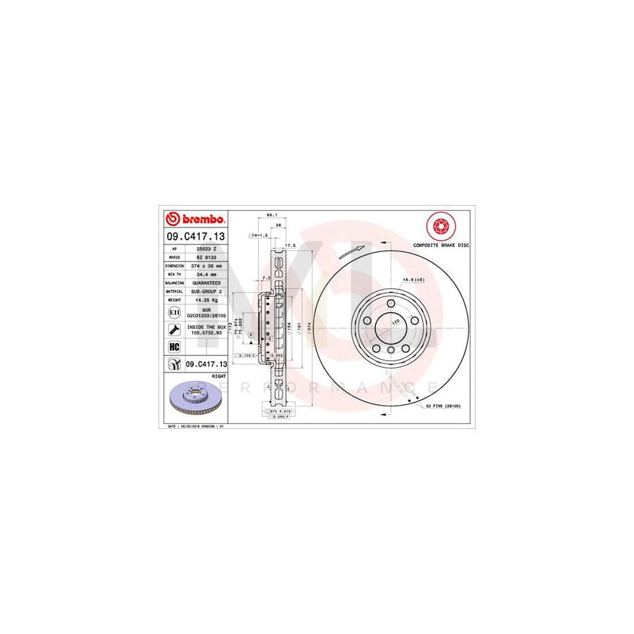 brembo-two-piece-discs-line-09-c417-13-brake-disc-internally-vented-two-piece-brake-disc-coated-high-carbon-with-bolts-screws