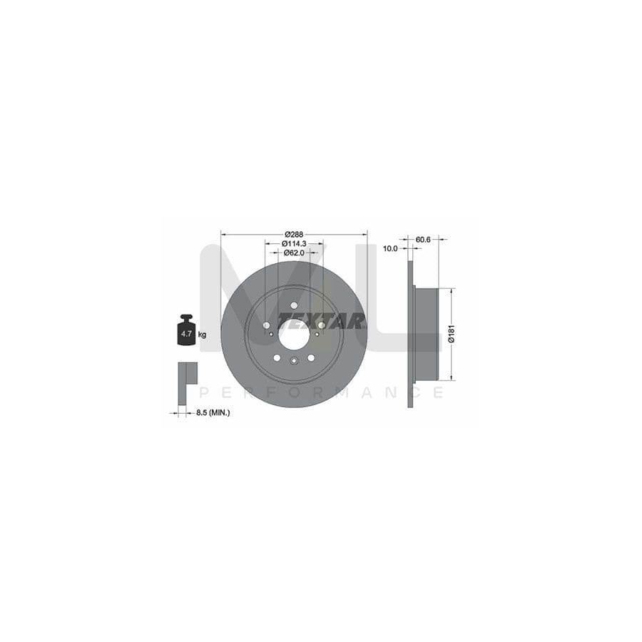 TEXTAR 92174900 Brake Disc Solid, without wheel hub, without wheel studs  - 1 piece