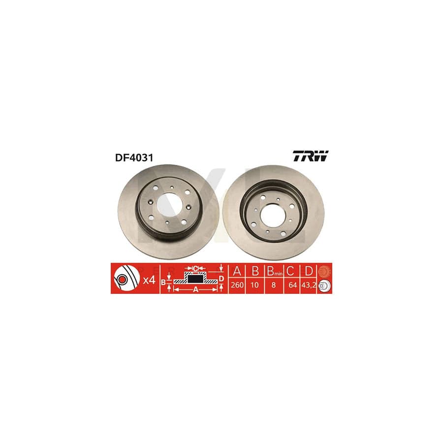 TRW DF4031 Brake Disc Solid  - 1 piece