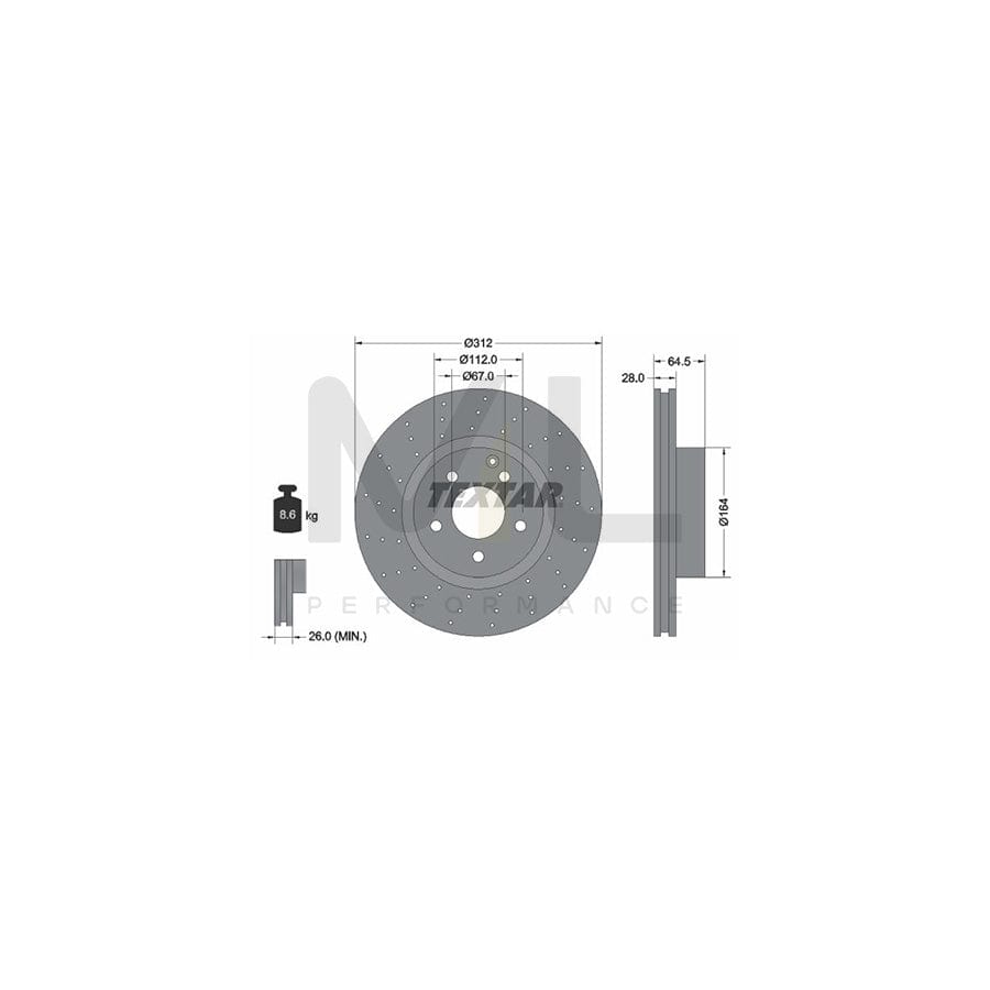 TEXTAR 92120100 Brake Disc Internally Vented, Perforated, without wheel hub, without wheel studs  - 1 piece