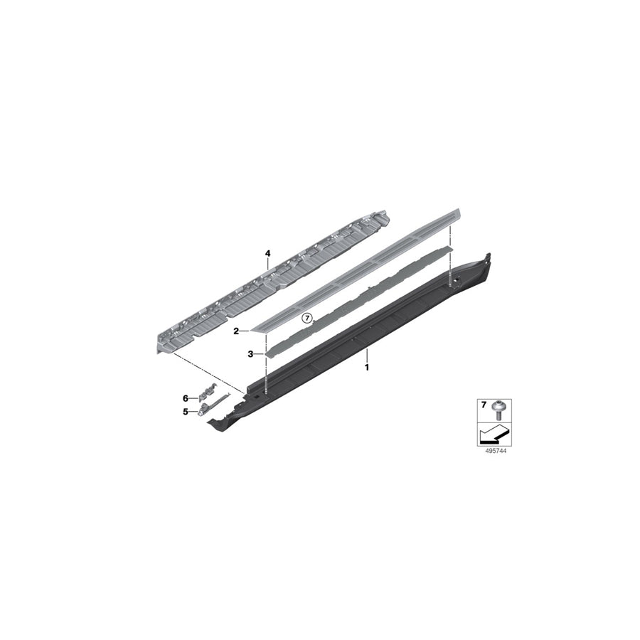 Genuine BMW 51777440911 G05 Support, Rocker Panel, Lft Running Board (Inc. X5 50iX, X5 45eX & X5 40iX)