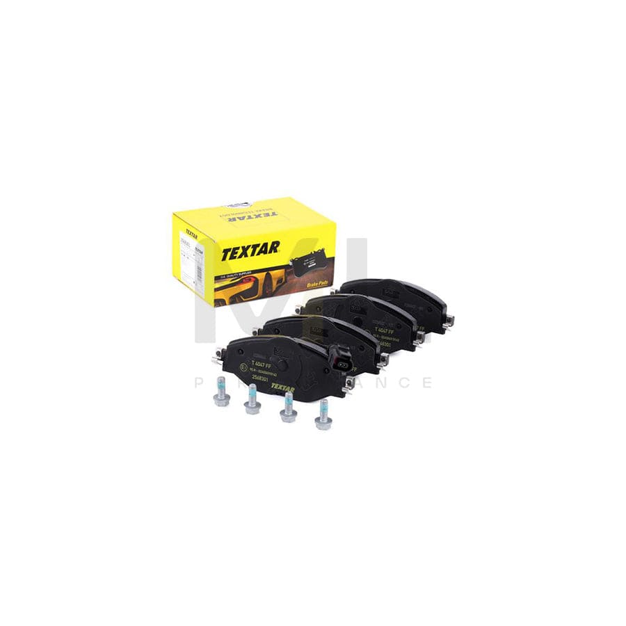 TEXTAR 2568301 Brake pad set incl. wear warning contact, with brake caliper screws