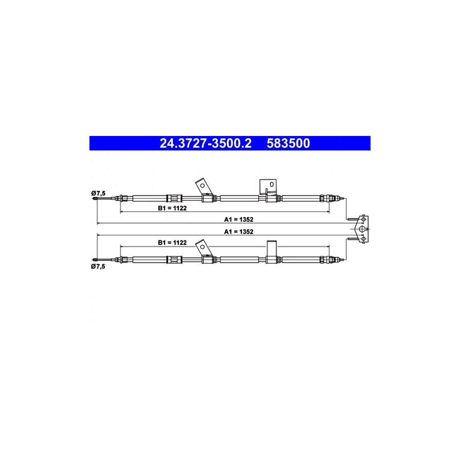 ATE 24.3727-3500.2 Hand Brake Cable
