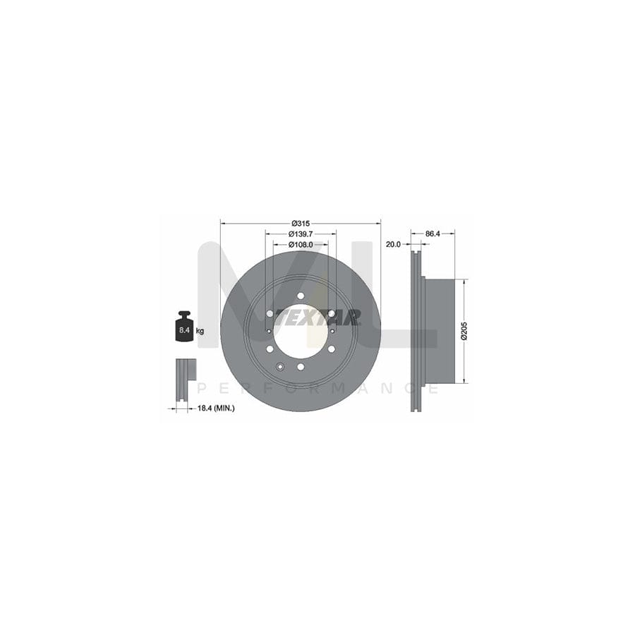 TEXTAR PRO 92146703 Brake Disc for HYUNDAI TERRACAN Internally Vented, Coated, without wheel hub, without wheel studs  - 1 piece