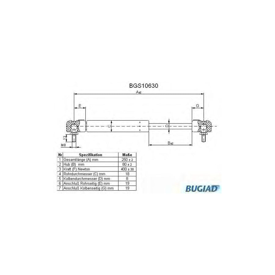 BUGIAD Bgs10630 Bonnet Strut