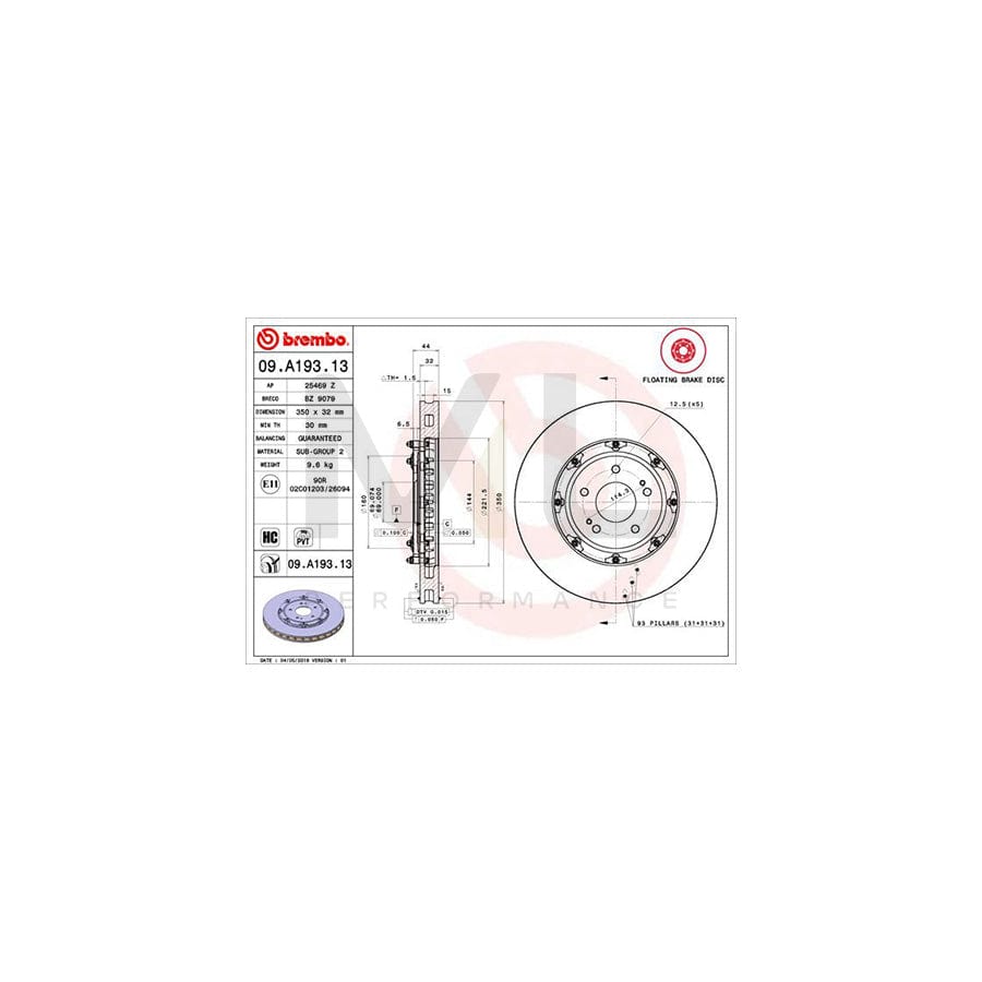 brembo-two-piece-floating-discs-line-09-a193-13-brake-disc-for-mitsubishi-lancer-viii-saloon-cy_a-cz_a-internally-vented-two-piece-brake-disc-coated-high-carbon