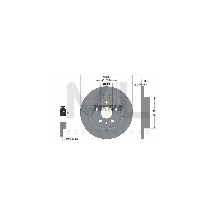 TEXTAR 92205500 Brake Disc for OPEL ASTRA Solid, without wheel hub, without wheel studs  - 1 piece
