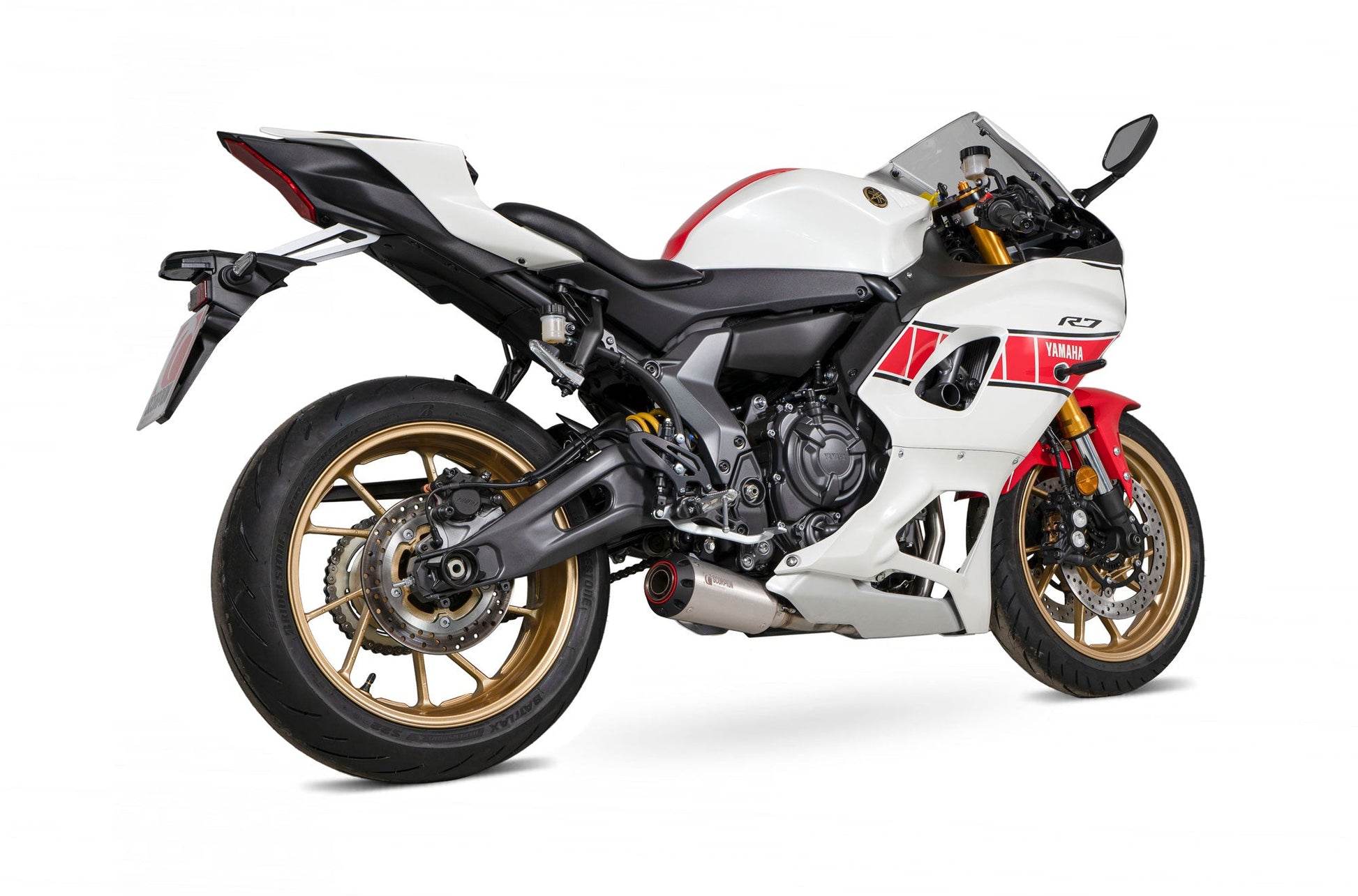 Scorpion PYA120SYSSEO Yamaha YZF R7 Red Power Full System - Brushed Stainless Steel Sleeve | ML Performance UK UK