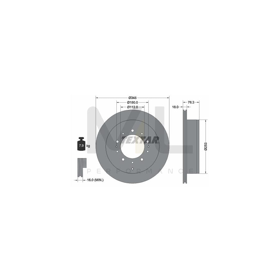 TEXTAR 92198500 Brake Disc Internally Vented, without wheel hub, without wheel studs  - 1 piece