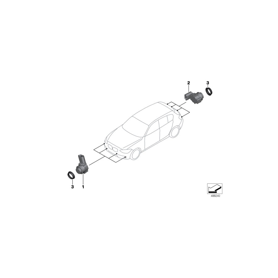 Genuine BMW 66209261591 F30 F32 F87 Ultrasonic Sensor, Imperial Blue WA89 (Inc. 230i, 225d & 114d)