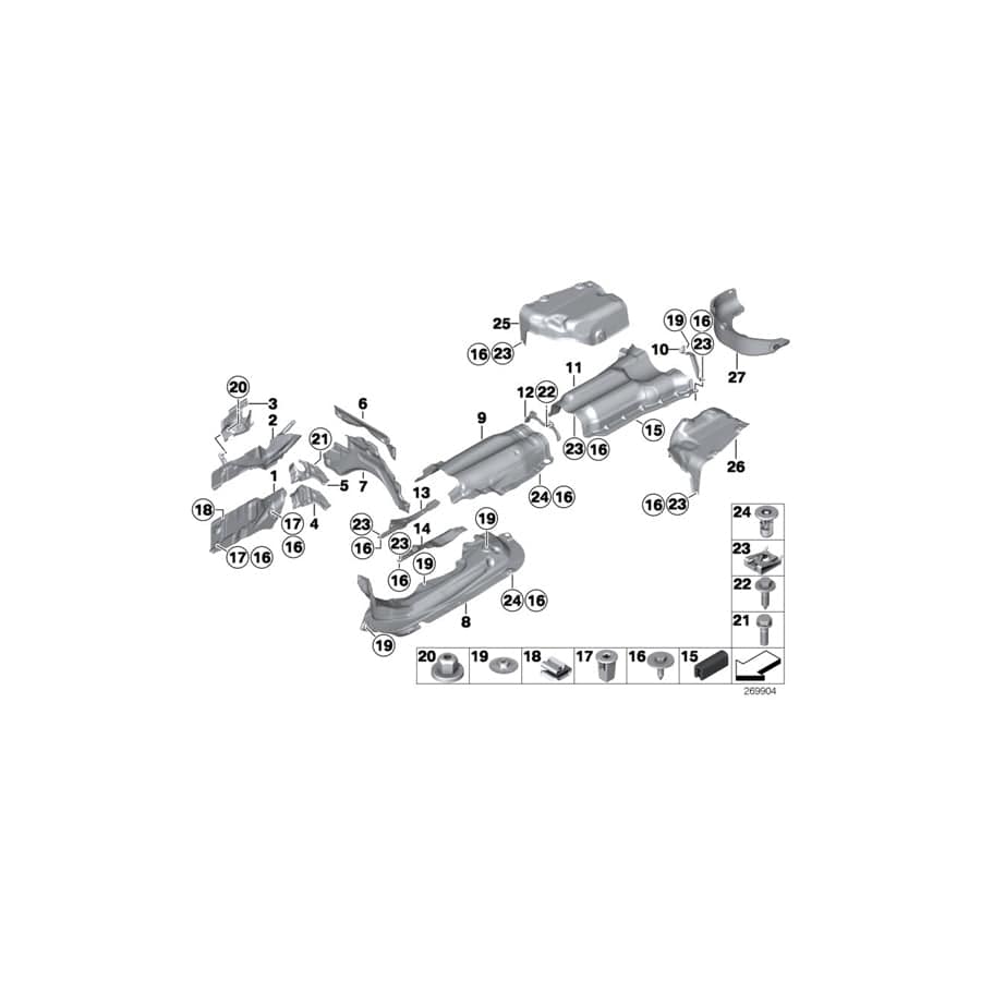 Genuine BMW 51487226942 F12 F06 Heat Insulation, Rear Silencer, Right (Inc. 650iX 4.4, 640d & 640dX)