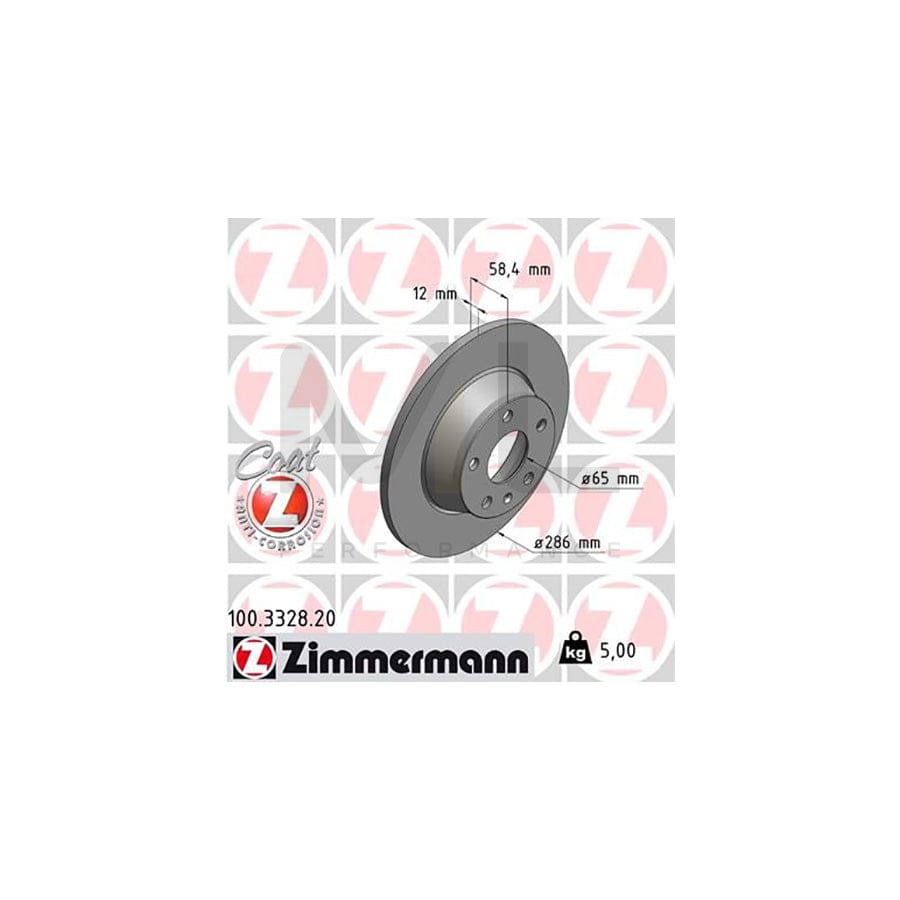 ZIMMERMANN COAT Z 100.3328.20 Brake Disc for AUDI TT Solid, Coated  - 1 piece