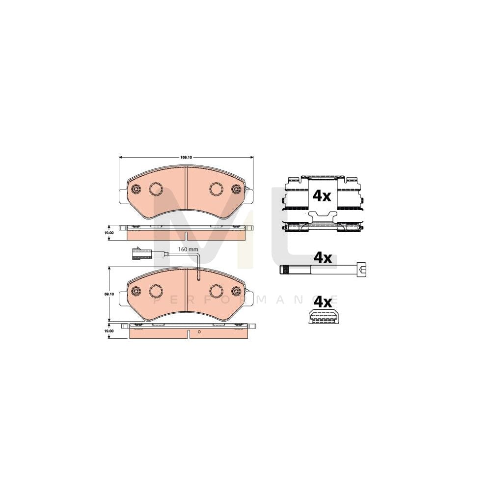 TRW Gdb2072 Brake Pad Set Incl. Wear Warning Contact, With Accessories