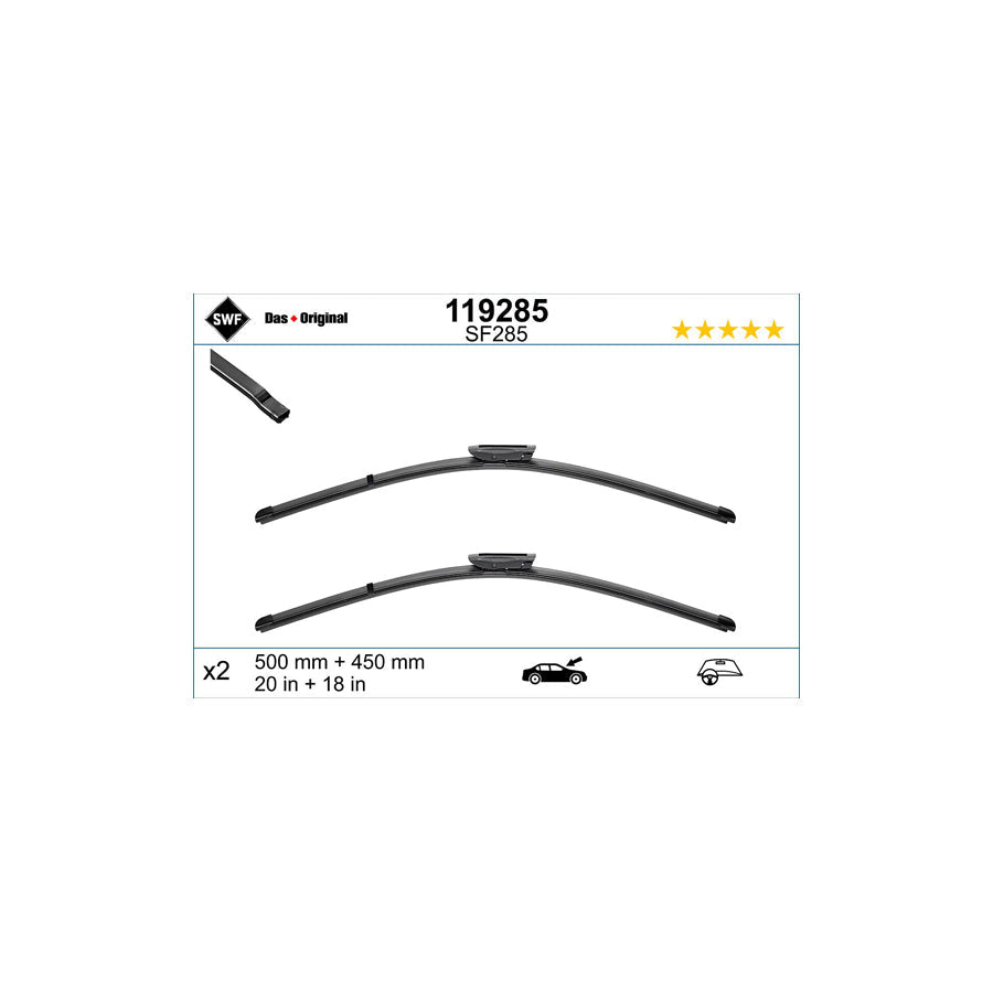 Swf Visioflex 119285 Wiper Blade For Renault Clio Ii Hatchback (Bb, Cb)
