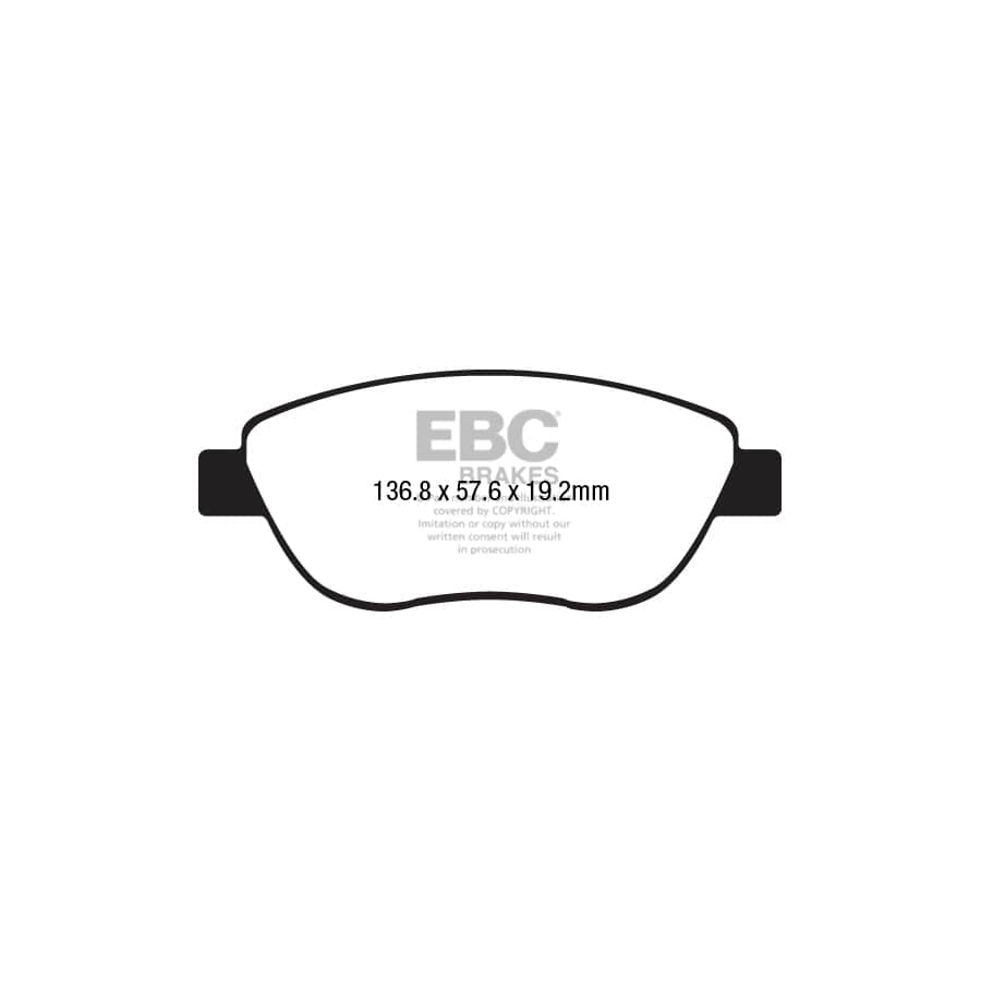 EBC PD01KF1705 Fiat 500L Greenstuff Front Brake Pad & Plain Disc Kit  - TRW Caliper 2 | ML Performance UK Car Parts