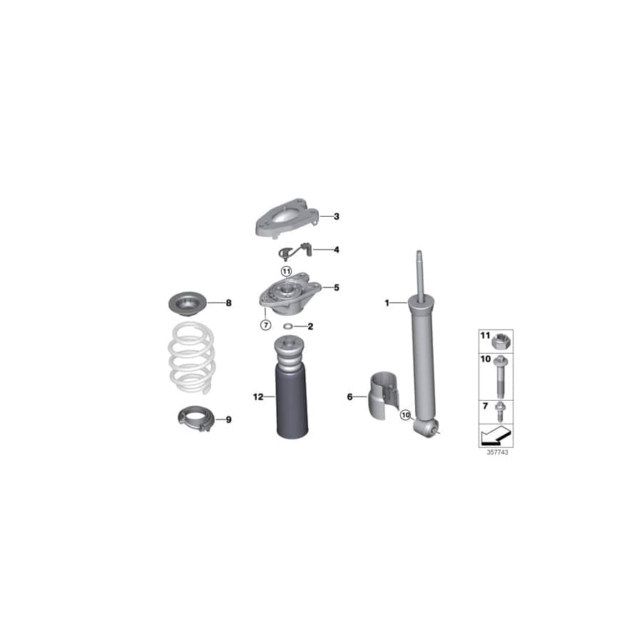 Genuine BMW 33536852457 F45 F46 Auxiliary Damper W.Protective Tube Rear (Inc. 220dX, 218dX & 218d)