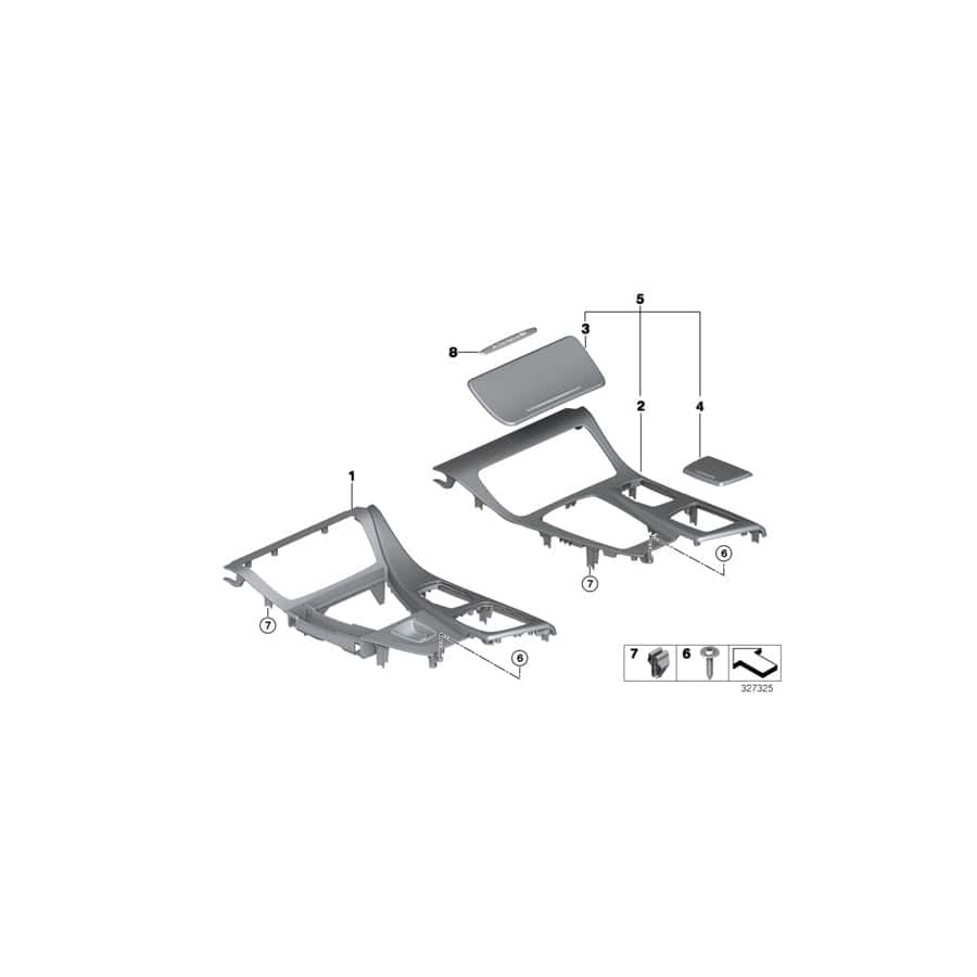 Genuine BMW 51169293151 F10 F11 Cover Center Console PEARL DUNKEL (Inc. Hybrid 5, 550i & 525dX)