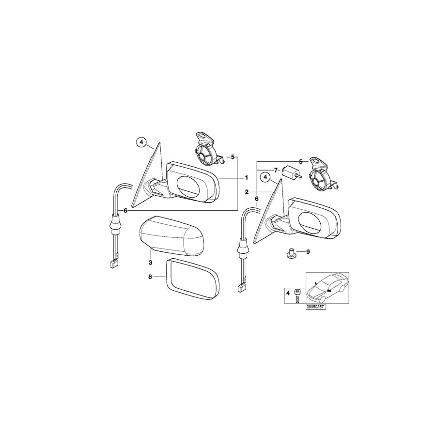 Genuine BMW 51168245131 E46 Heated Outside Mirror, Left (Inc. 316i, 320d & 330i)