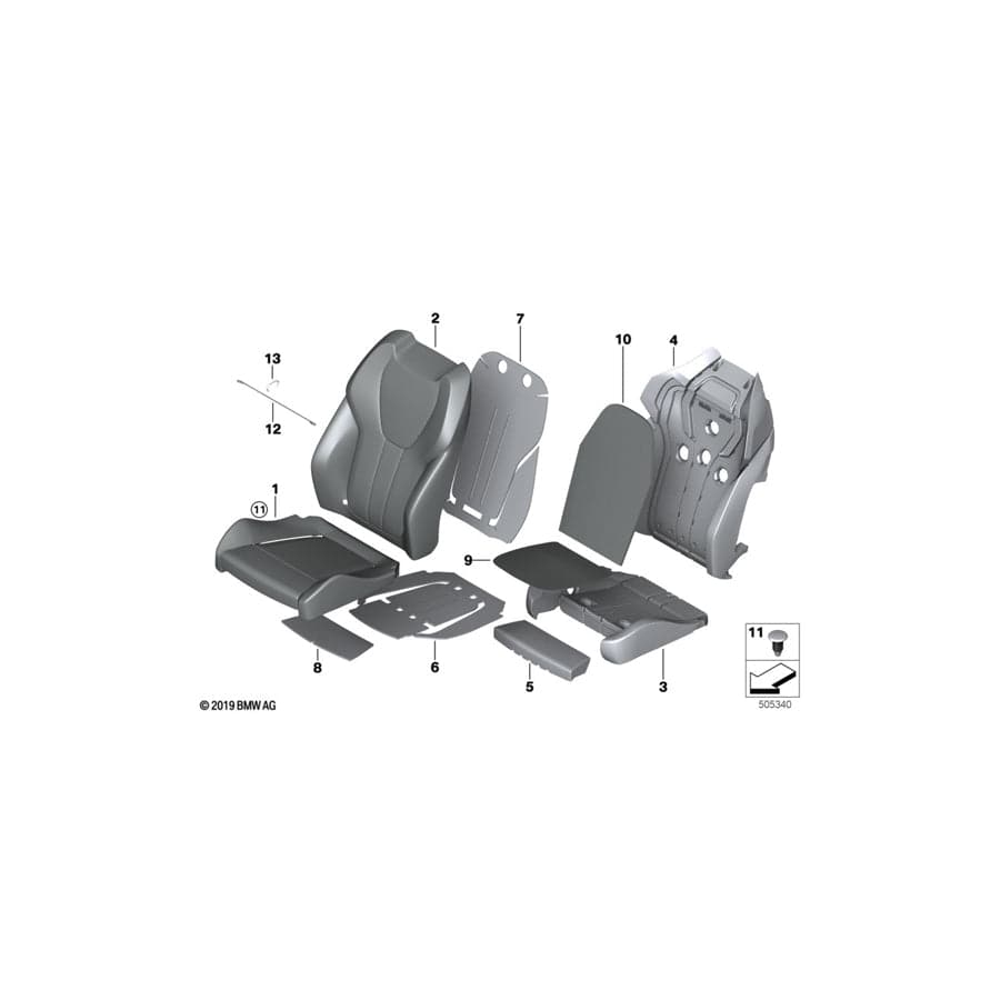 Genuine BMW 52108091563 G07 G05 G06 Leather Cover Sport Backrest Left ANTHRAZIT (Inc. X5 30dX, X6 40i & X5 40iX)