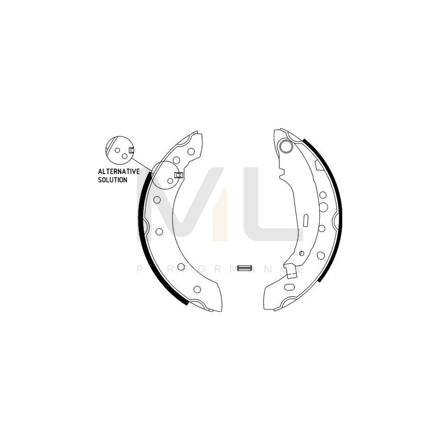 HELLA 8DB 355 002-771 Brake Shoe Set for PEUGEOT 206 with handbrake lever | ML Performance Car Parts