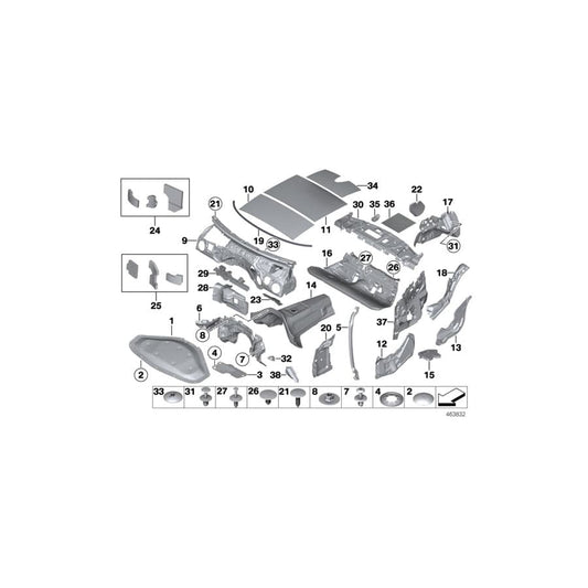 Genuine BMW 51487221966 F22 F20 Sound Insulat., Splash Wall, Upper Part LHD (Inc. 220d, 116d ed & M140iX)