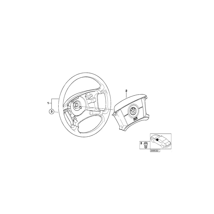 Genuine BMW 32346753946 E46 Steering Wheel,Foam Plastic Airbag (Inc. 318i, 316i 1.6 & 316i 1.9)